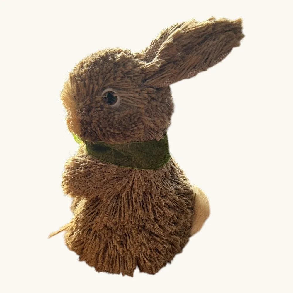 Sisal Easter Bunny Figurine OS Brown‎ Very Good Rustic Spring Decor
